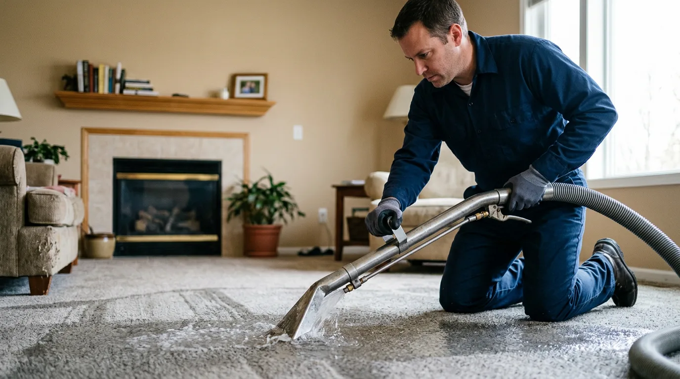 Water damage restoration technician working near Manchester, OH